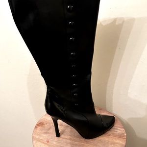 Cute as a Button Black Knee High Boots